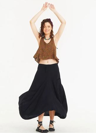 Bohem Tarz Asimetrik Etek Ucu Uzun Siyah Etek