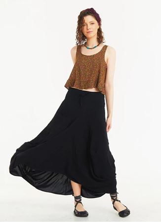 Bohem Tarz Asimetrik Etek Ucu Uzun Siyah Etek