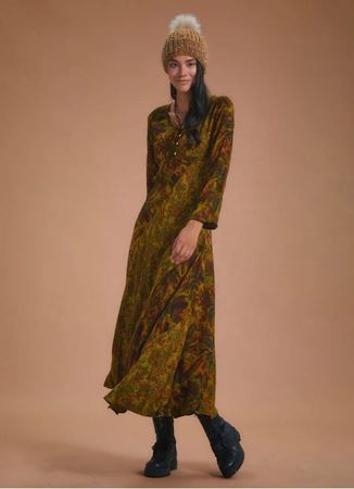 Desenli Uzun Kollu Kışlık Patch Elbise