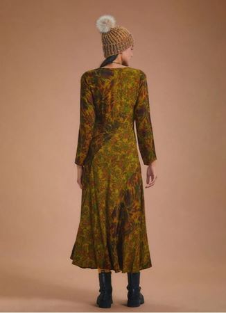 Desenli Uzun Kollu Kışlık Patch Elbise