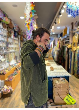 Kapüşonlu Önü Cepli Yeşil Uzun kol Sweat Unisex