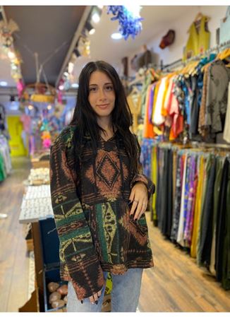 Kapüşonlu Önü Cepli Renkli Uzun kol