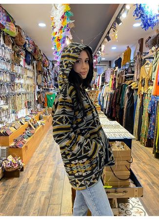 Kapüşonlu Sarı Önü Cepli Uzun kol 