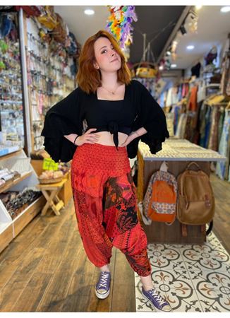 Gipe Bel Detaylı Nepal Turuncu Şalvar  