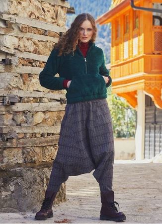 Gipe Bel Detaylı Kışlık Kadın Bordo Şalvar Pantolon