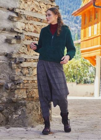 Gipe Bel Detaylı Kışlık Kadın Bordo Şalvar Pantolon