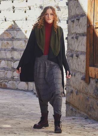 Gipe Bel Detaylı Kışlık Kadın Bordo Şalvar Pantolon