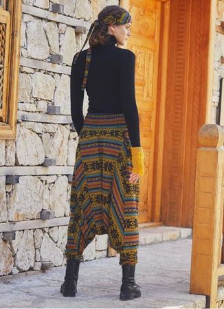 Gipe Bel Detaylı Kışlık Kadın Klim Desenli Şalvar Pantolon