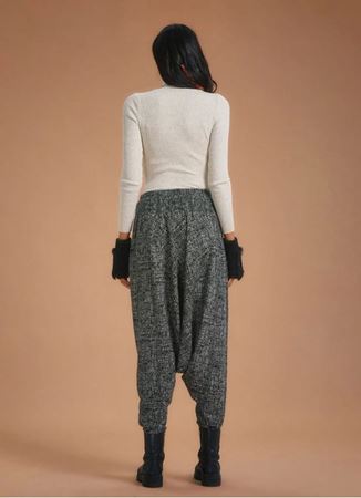 Gipe Bel Detaylı Kışlık Kadın Antrasit Şalvar Pantolon