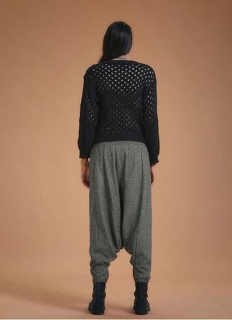 Gipe Bel Detaylı Kışlık Gri Kadın Şalvar Pantolon