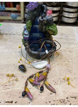 El İşi Özel Tasarım Deri Yapraklı Kolye