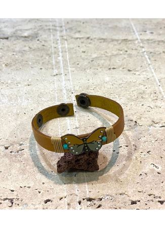 Özel Tasarım Kelebekli Deri Bileklik