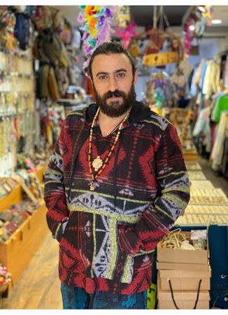 Etnik Desenli Kapüşonlu Sweatshirt Bordo