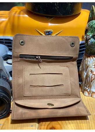 Süet El Yapımı Çıtçıtlı Tütün Kesesi Cüzdan Tütün Çantası Tütünlük 