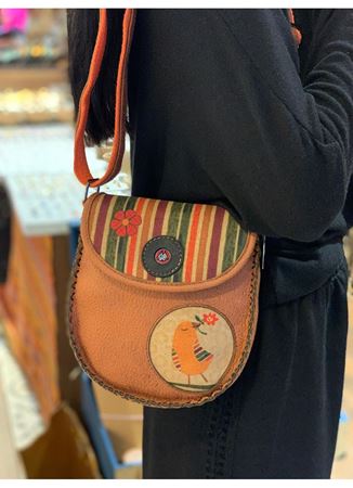 ÖZEL TASARIM  KUŞ FİGÜRLÜ DERİ ÇANTA