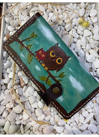 Özel Tasarım Baykuşlu Deri Cüzdan