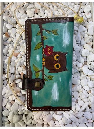 Özel Tasarım Baykuşlu Deri Cüzdan