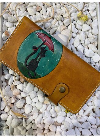 Özel Tasarım Kedili Cüzdan