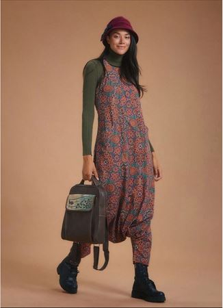 Dekolteli Fermuarlı Cepli Kadın Otantik Şalvar Tulum