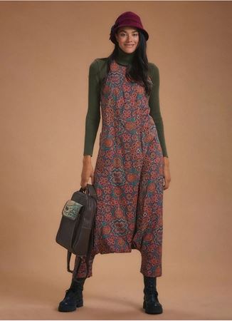 Dekolteli Fermuarlı Cepli Kadın Otantik Şalvar Tulum