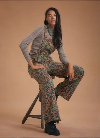 Çiçekli Bol Paça Salopet Kadın Tulum