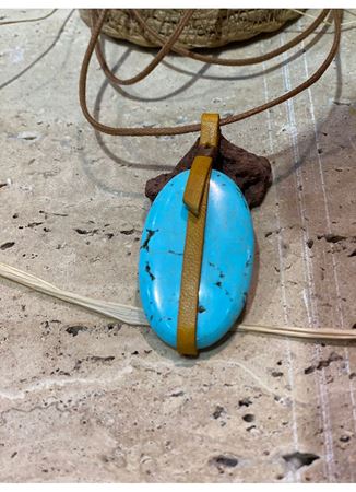 EL Yapımı Deri Doğal Taş Kolye