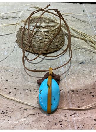 EL Yapımı Deri Doğal Taş Kolye