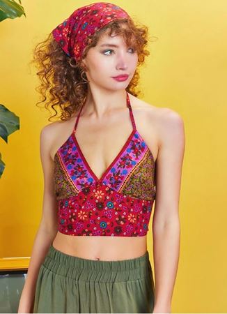 Sırtı Açık Boyundan Bağlamalı Crop Bluz