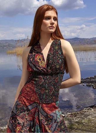 Gipeli Yazlık Siyah Desenli Bluz