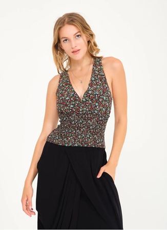 Gipeli Yazlık Kırmızı Çiçekli Bluz