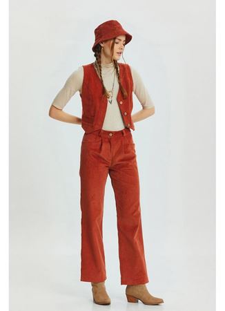 Bohem Tarz Fitilli Kadife Pantolon