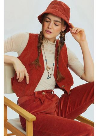 Bohem Tarz V Yaka Klasik Kesim Kadın Yelek