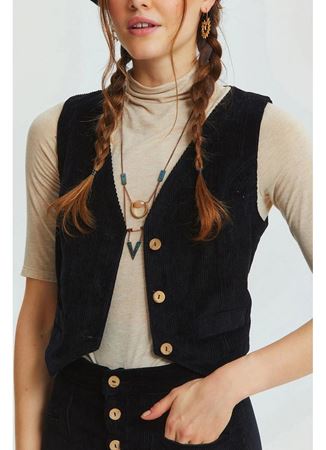 Bohem Tarz V Yaka Klasik Kesim Kadın Yelek