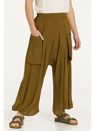 Cep Detaylı Dökümlü Şalvar Haki