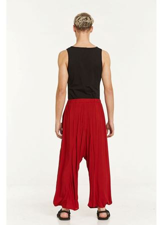 Cep Detaylı Dökümlü Şalvar Kırmızı
