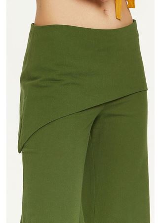 Bohem Etekli Geniş Paça Pantolon Yeşil