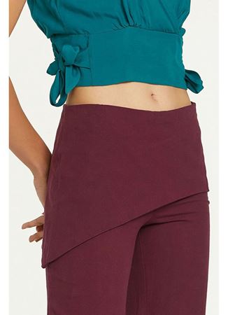 Bohem Etekli Geniş Paça Pantolon Mor