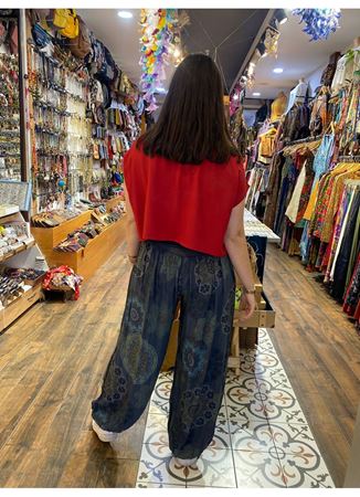 Bel Detaylı Paçası Lastikli Şalvar Pantolon