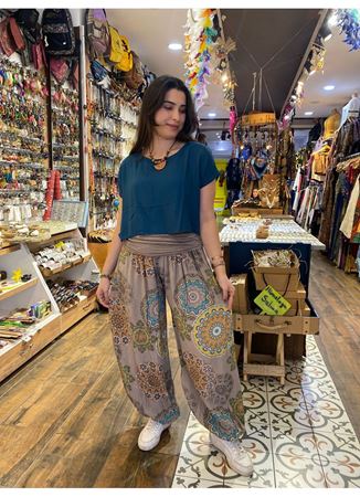 Bel Detaylı Paçası Lastikli Şalvar Pantolon