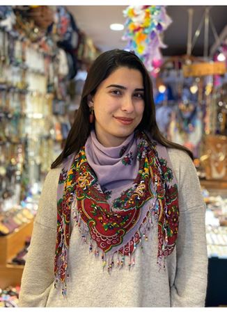 Pamuklu boncuklu şal