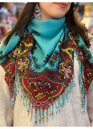 Pamuklu boncuklu şal