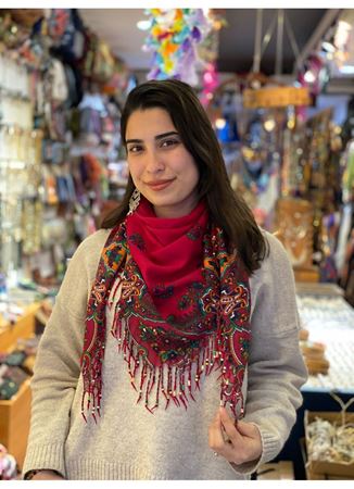 Pamuklu boncuklu şal