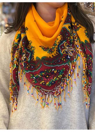 Pamuklu boncuklu şal