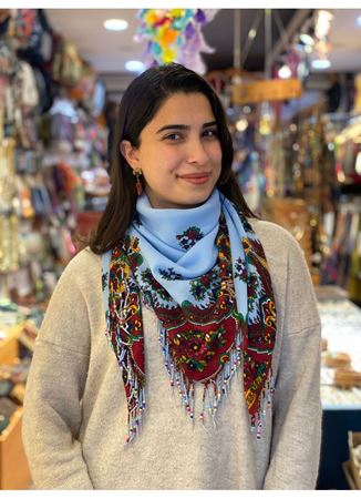 Pamuklu boncuklu şal