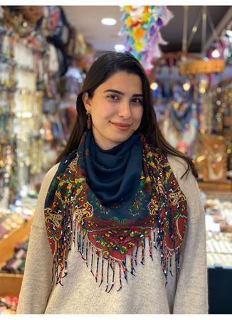 Pamuklu boncuklu şal