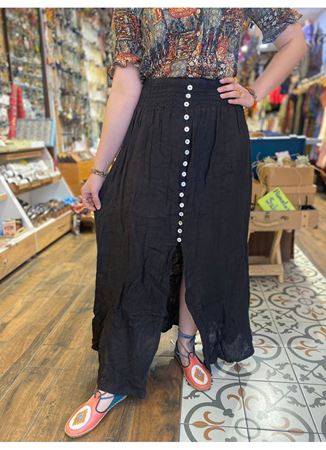 Önü Düğmeli Yırtmaç  Detaylı Etek