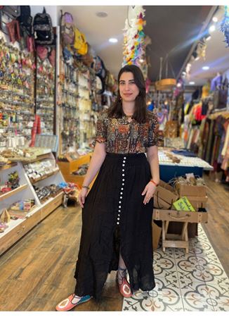 Önü Düğmeli Yırtmaç  Detaylı Etek