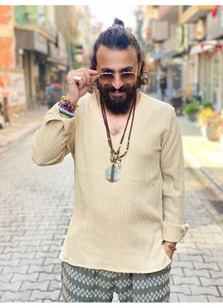 Uzun Kol V Yaka Keten üst