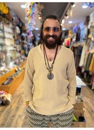 Uzun Kol V Yaka Keten üst