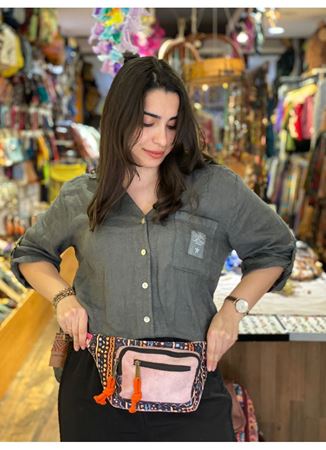 Renkli Pamuklu Bel Çantası